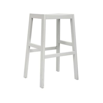 Image of White Saddle Wood Barstool